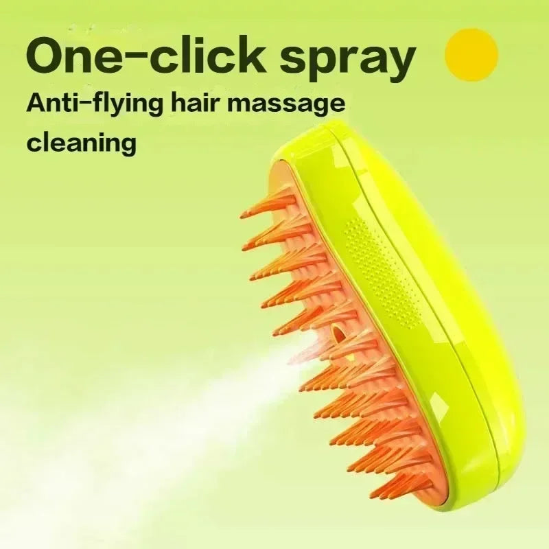 Electric Pet Grooming Tool - 3-in-1 Steam Brush with Sprayer and Massager for Cats and Dogs