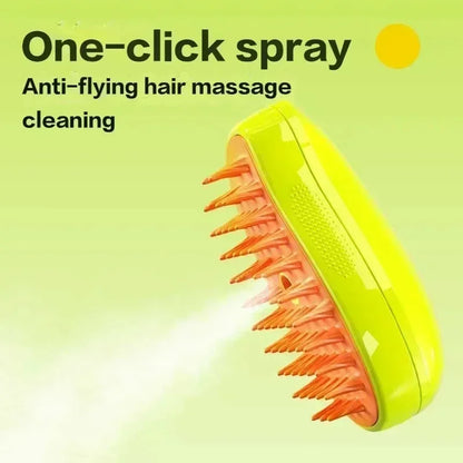 Electric Pet Grooming Tool - 3-in-1 Steam Brush with Sprayer and Massager for Cats and Dogs