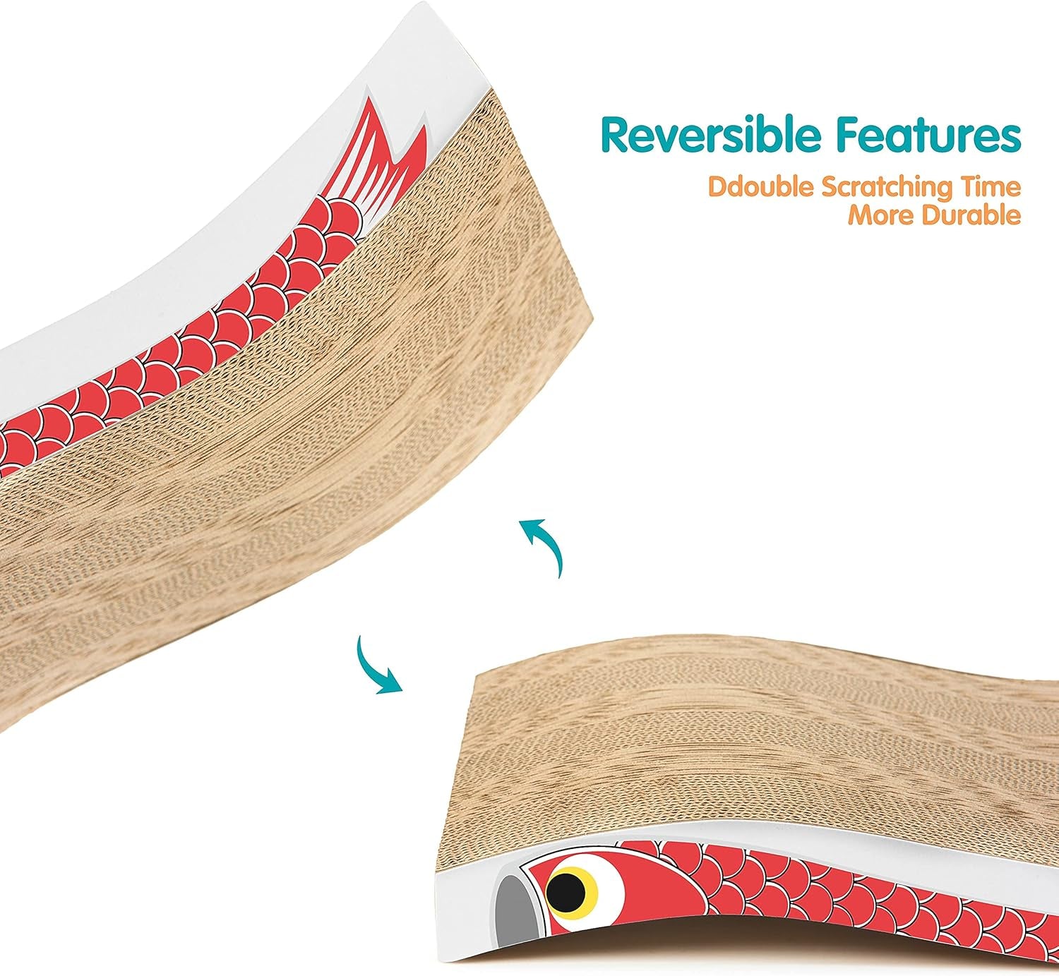 Cat Scratcher Cat Scratch Pad with Premium Scratch Textures Wave Curved Shape Design No More Torn Cardboard Reversible Anti-Slip Durable Cardboard Cat Scratcher