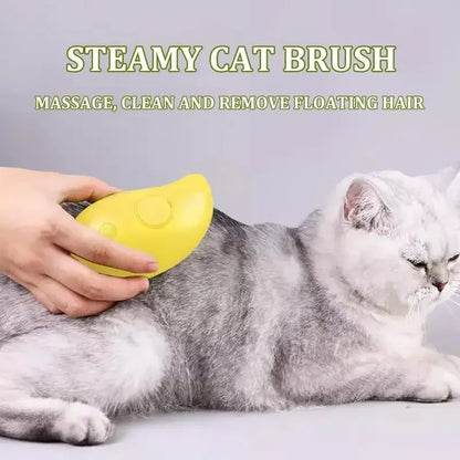 Electric Pet Grooming Tool - 3-in-1 Steam Brush with Sprayer and Massager for Cats and Dogs