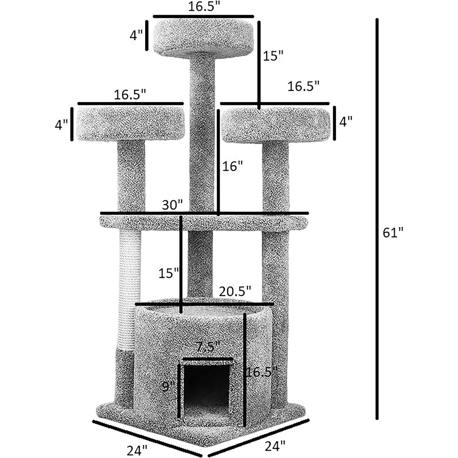 Prestige Cat Trees 130014-Beige Main Coon Cat House Cat Tree