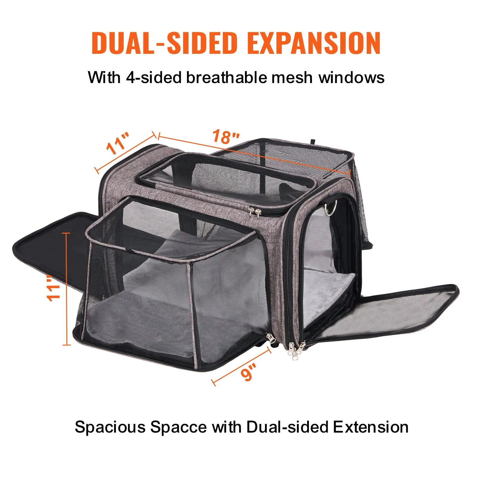 VEVOR Cat Carrier with Wheels, Tiktokshopblackfriday, Airline Approved Rolling Pet Carrier with Telescopic Handle and Shoulder Strap, Dog Carrier with Wheels for Pets, with 1 Folding Bowl