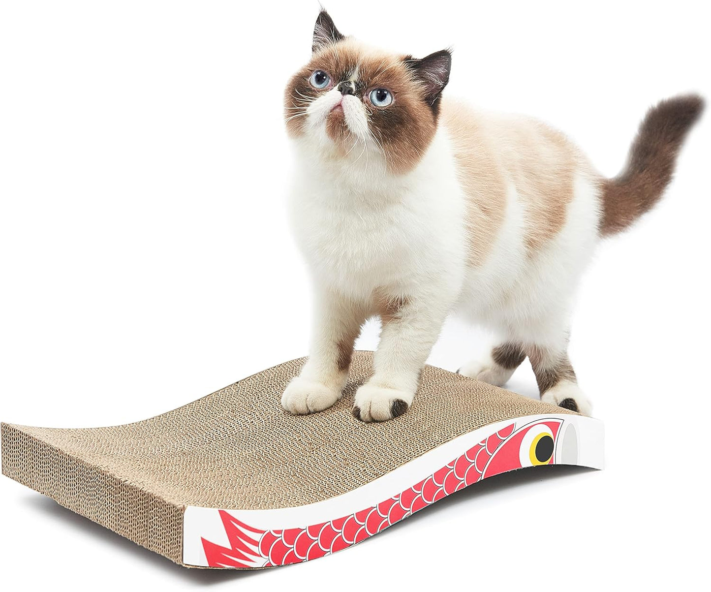 Cat Scratcher Cat Scratch Pad with Premium Scratch Textures Wave Curved Shape Design No More Torn Cardboard Reversible Anti-Slip Durable Cardboard Cat Scratcher