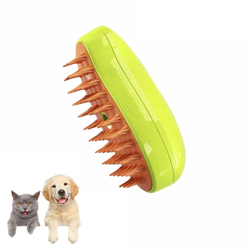 Electric Pet Grooming Tool - 3-in-1 Steam Brush with Sprayer and Massager for Cats and Dogs