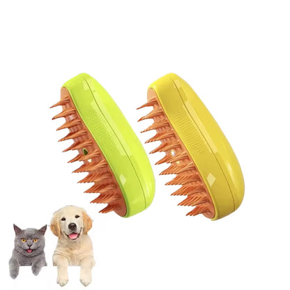 Electric Pet Grooming Tool - 3-in-1 Steam Brush with Sprayer and Massager for Cats and Dogs