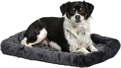 Midwest Homes for Pets Dog Bed – Gray Faux Fur Bolster, Ultra-Soft and Machine Washable, Fits 24-Inch Crates and Carriers, for Small Dogs and Cats