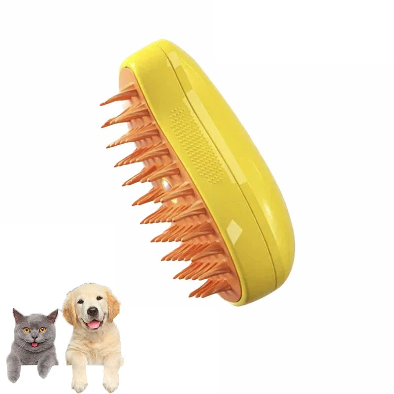 Electric Pet Grooming Tool - 3-in-1 Steam Brush with Sprayer and Massager for Cats and Dogs