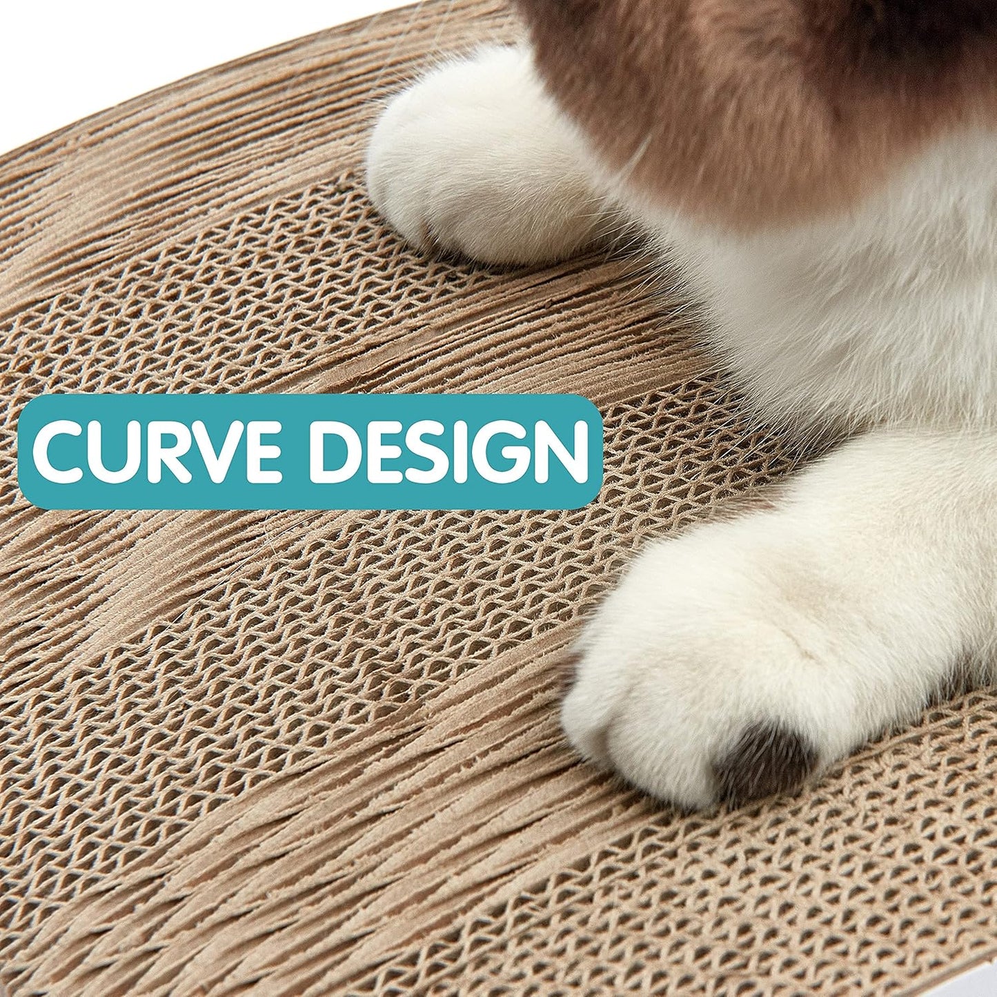 Cat Scratcher Cat Scratch Pad with Premium Scratch Textures Wave Curved Shape Design No More Torn Cardboard Reversible Anti-Slip Durable Cardboard Cat Scratcher