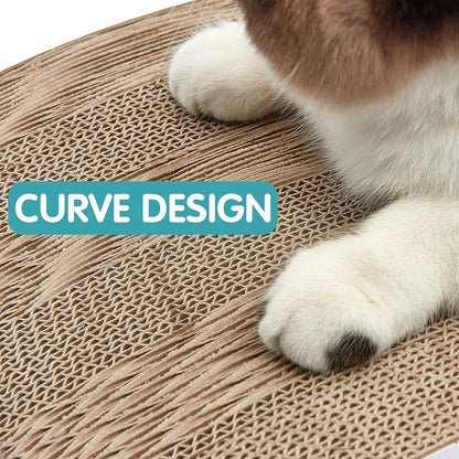 Cat Scratcher Cat Scratch Pad with Premium Scratch Textures Wave Curved Shape Design No More Torn Cardboard Reversible Anti-Slip Durable Cardboard Cat Scratcher